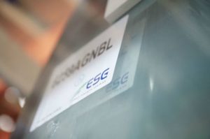 ESG sticker on glass